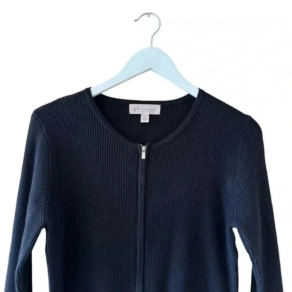 Philosophy Ribbed Knit Front Zipper Long Sleeves  Sweater Cardigan SZ PXL #1962 - Picture 2 of 9